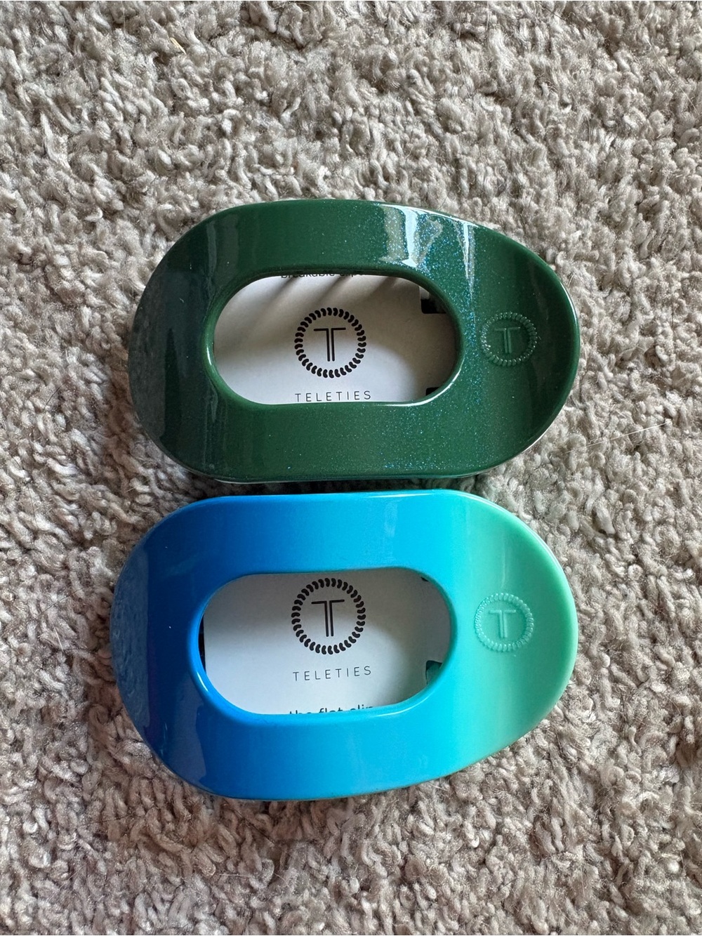 Teleties Hair Clips - Green & Blue